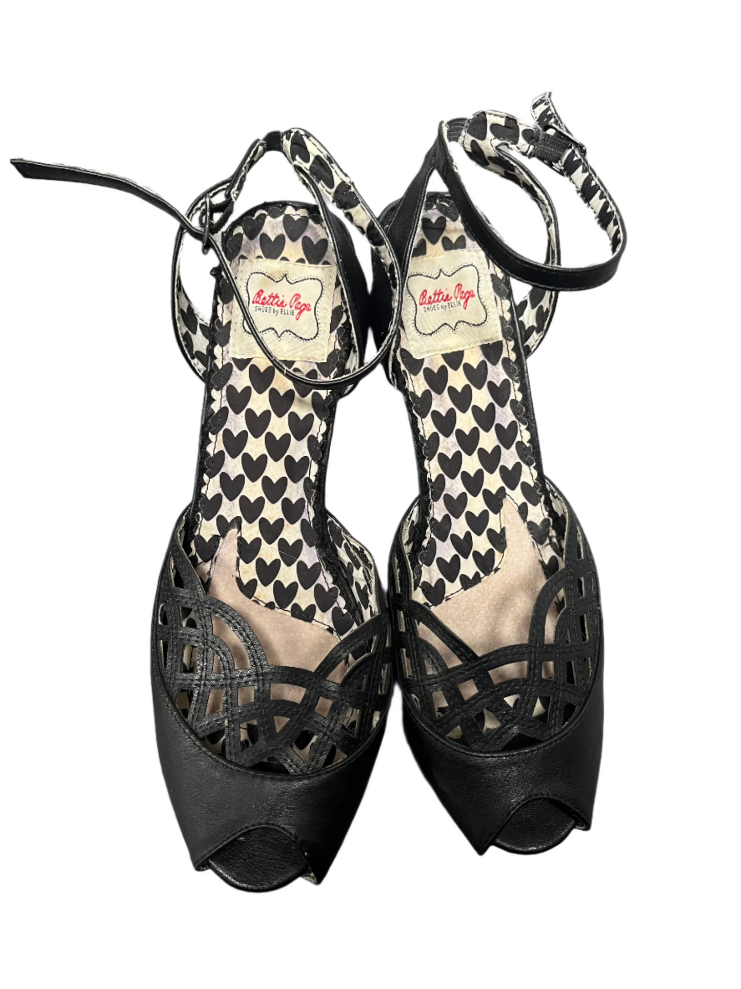 BETTIE PAGE - BLACK STRAPPY HEELS sz 10