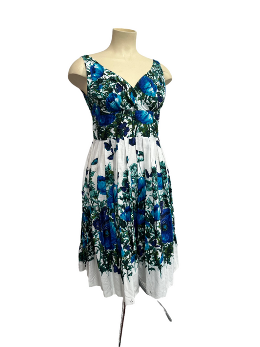 RETROSPECTD  BLUE BUTTERFLY DRESS sz 14
