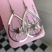 CHROME MIRROR SPIDER EARRINGS