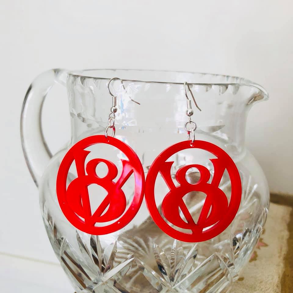 RED V8 EARRINGS