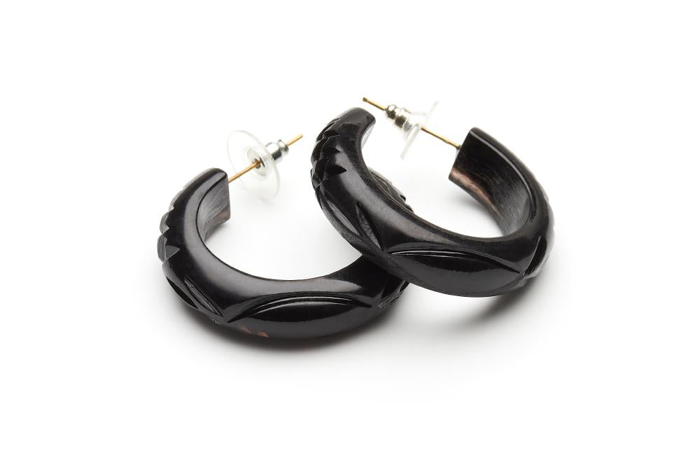 BLACK HEAVY CARVED EARRINGS