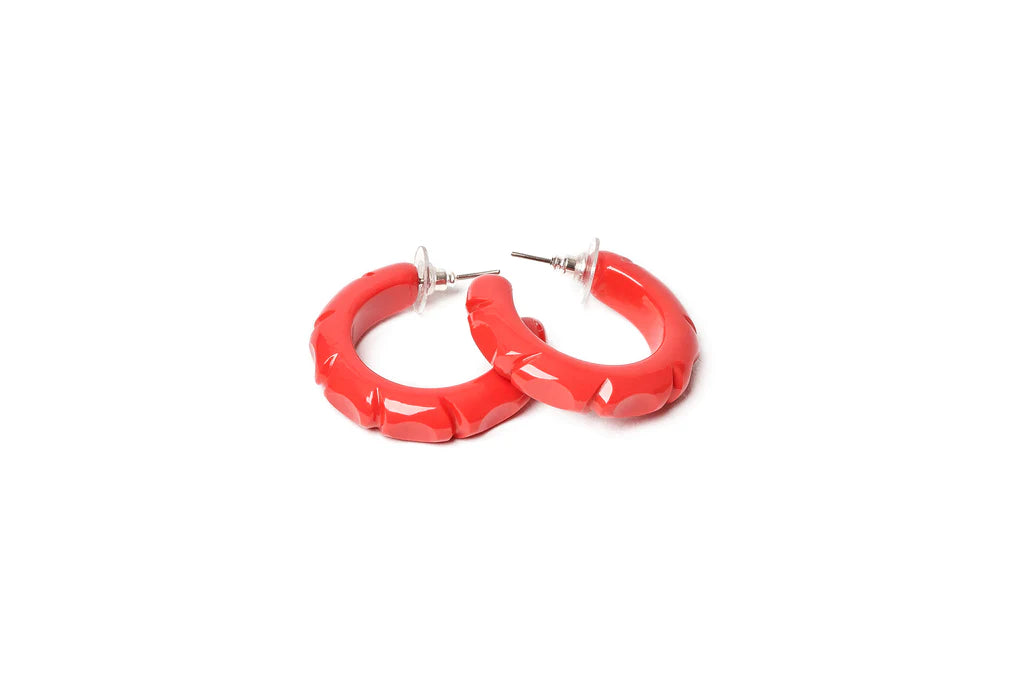 Hibiscus heavy carve hoop earrings