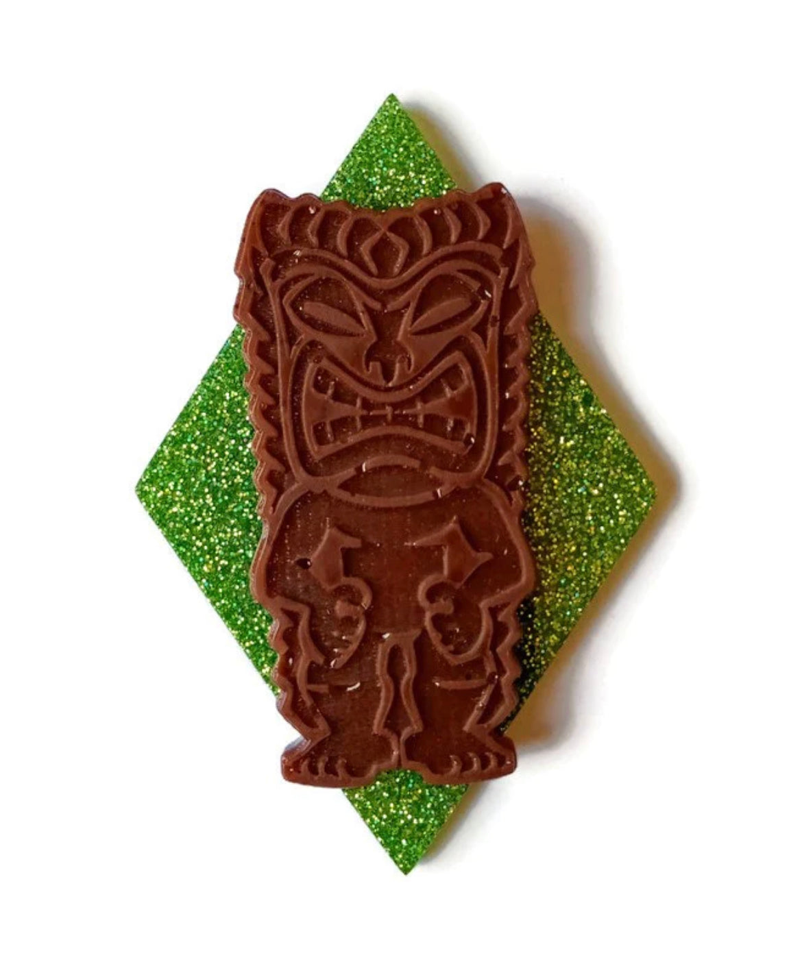 LIME GREEN TIKI BROOCH