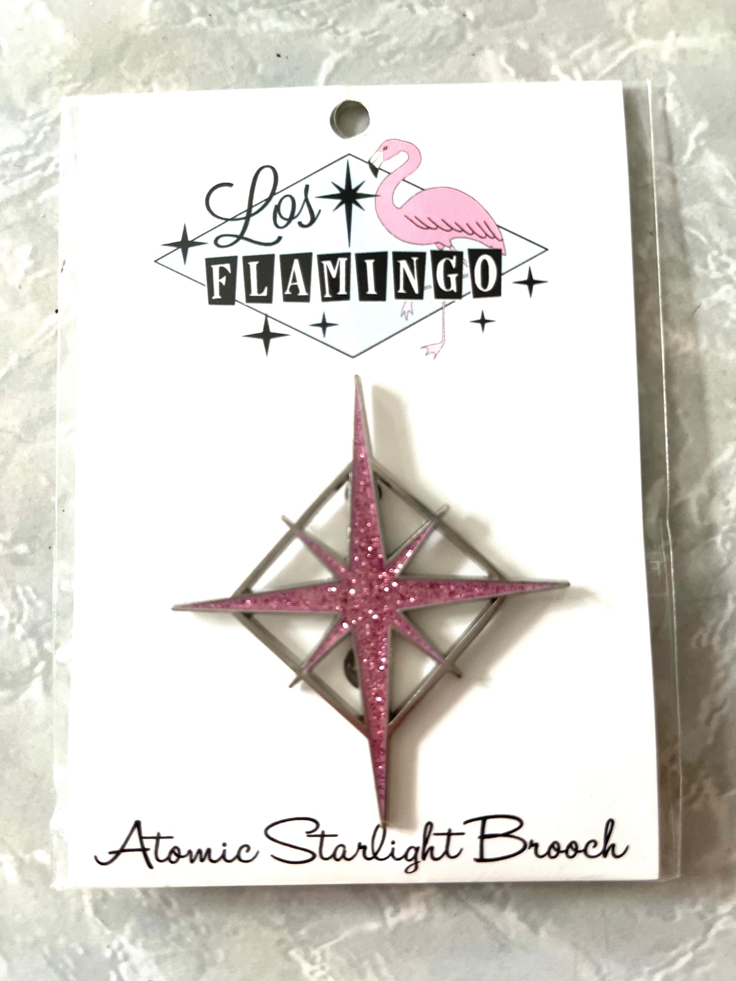 ATOMIC STARLIGHT GLITTER PINK BROOCH
