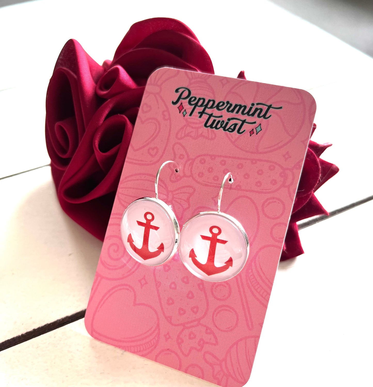 RED ANCHOR EARRINGS