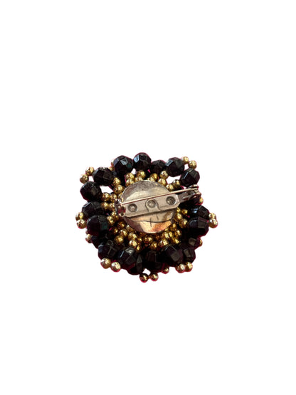 BLACK BEADED BROOCH