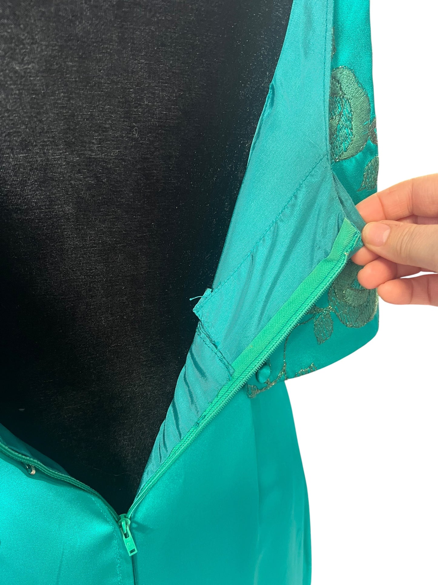 GREEN ENVY SATIN GOWN | 10