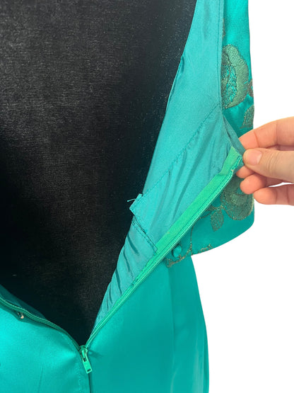 GREEN ENVY SATIN GOWN | 10