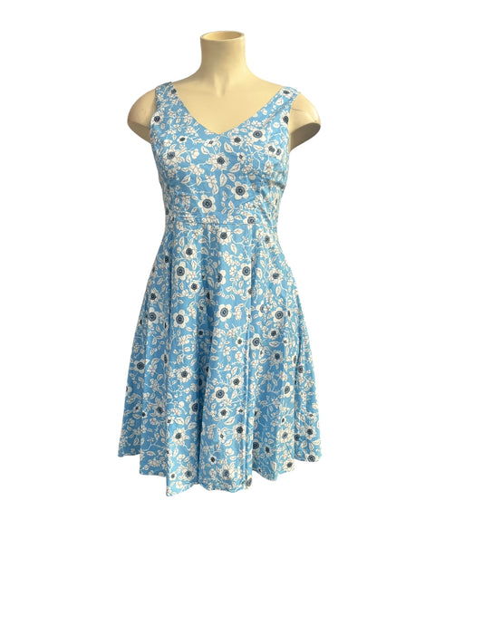 HELLBUNNY BLUE FLORAL DRESS | XL/16