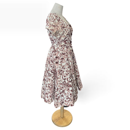 BROWN & CREAM 1950s DRESS | 6-8