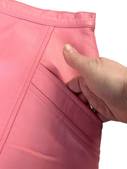 PINK LEATHER PENCIL SKIRT | 4-6