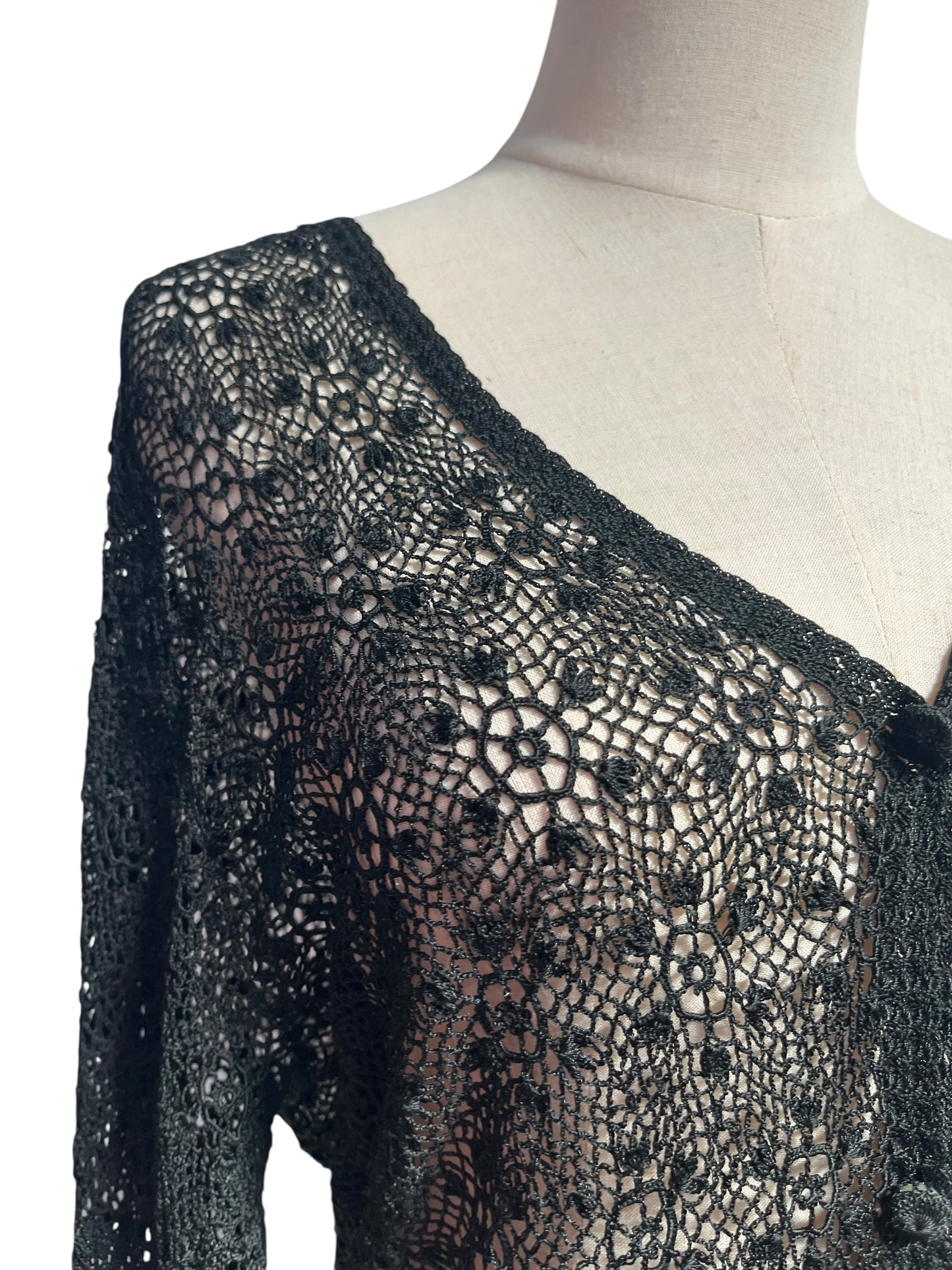BLACK CROCHET CARDIGAN |12