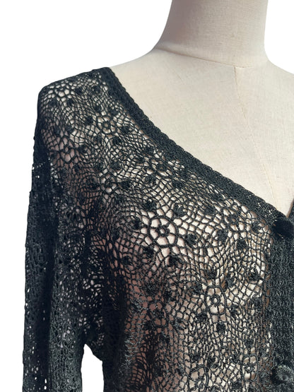 BLACK CROCHET CARDIGAN |12