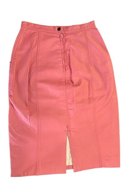 PINK LEATHER PENCIL SKIRT | 4-6