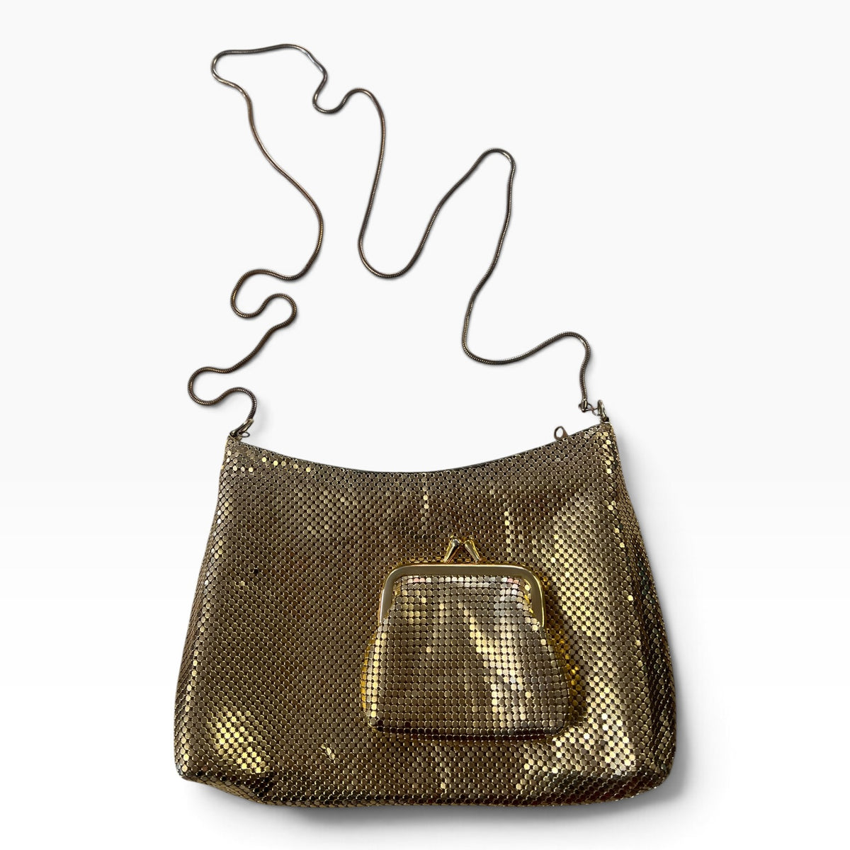 GOLD MESH BAG W/COIN PURSE
