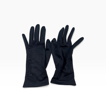 SIMPLE BLACK EMBROIDERED GLOVES | 7