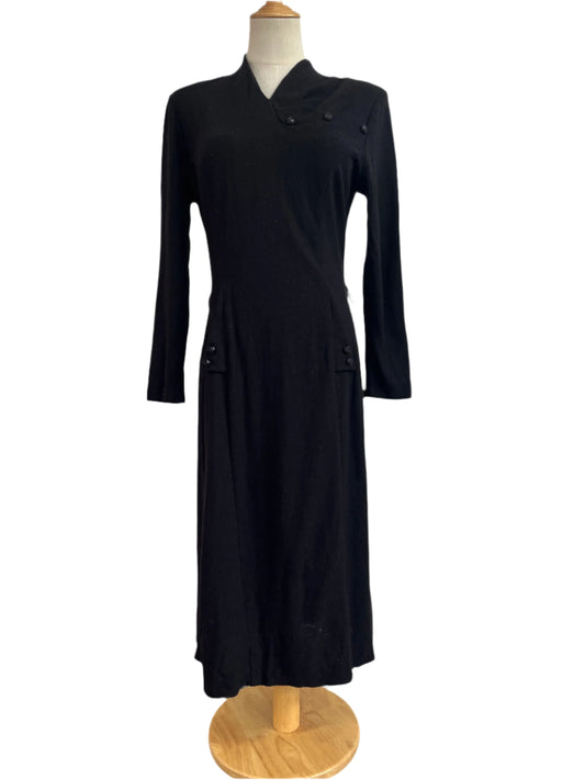 BLACK VIRGIN WOOL DRESS SZ 14
