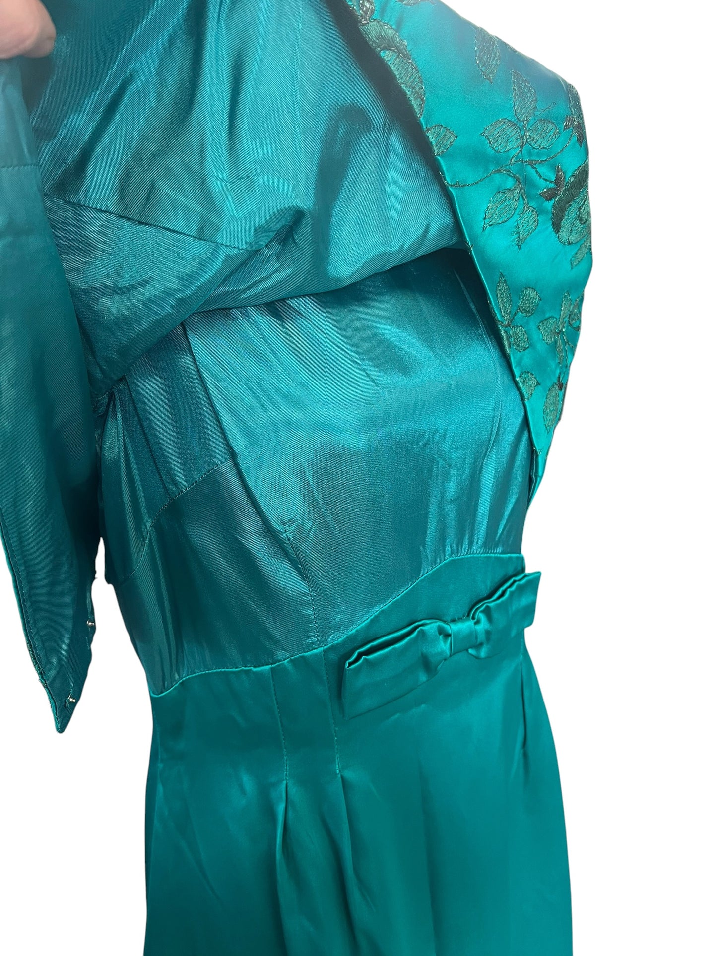 GREEN ENVY SATIN GOWN | 10