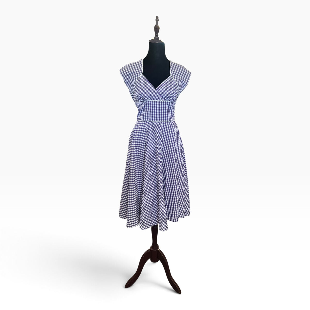 HELL BUNNY PURPLE GINGHAM DRESS | S/8