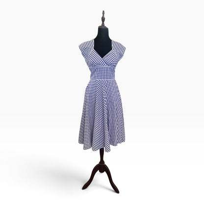HELL BUNNY PURPLE GINGHAM DRESS | S/8
