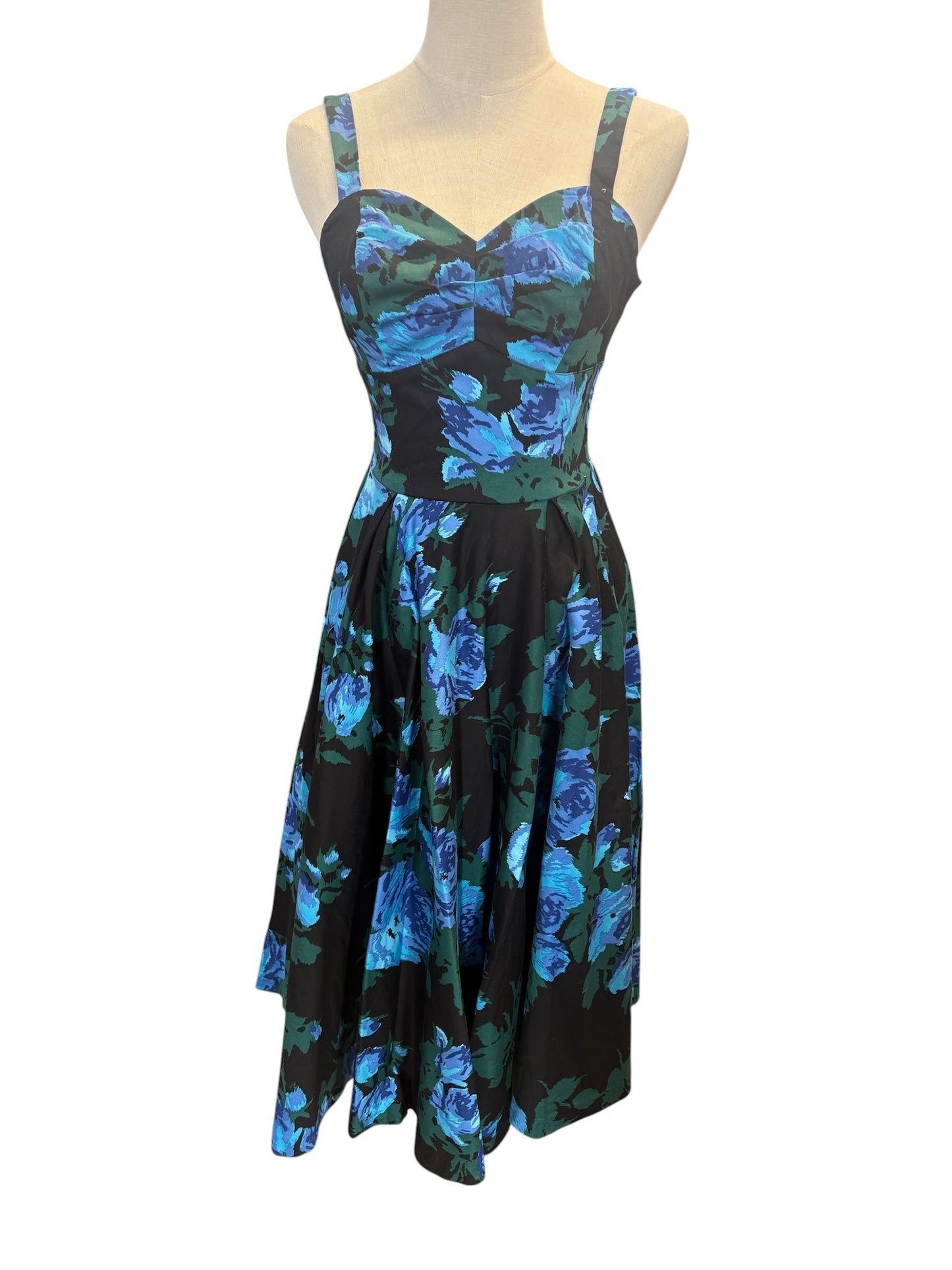 RETROSPECTD BLUE & GREEN ROSE DRESS | 4