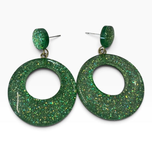 GREEN GLITTER EARRINGS