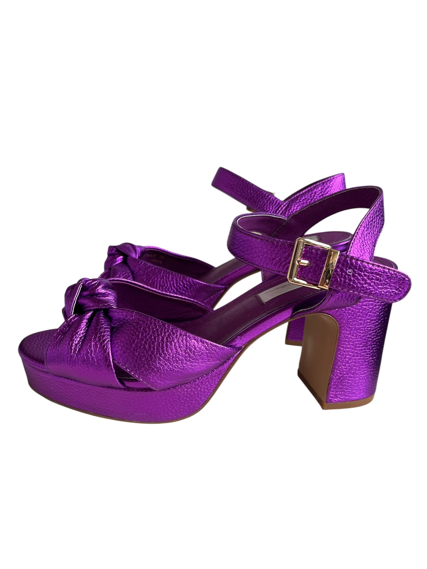 METALLIC PURPLE LEATHER HEELS  | 37