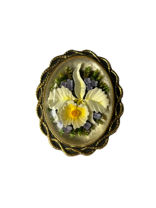 REVERSE CARVE ORCHID BROOCH