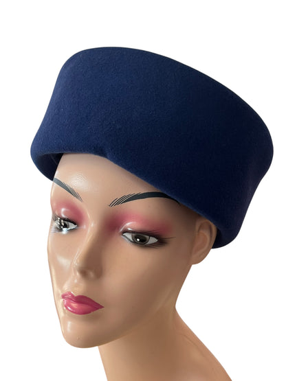 PIERRE CARDIN BLUE PILLBOX HAT