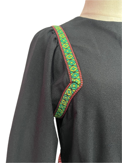 BLACK 70S MAXI DRESS  SZ 12/14