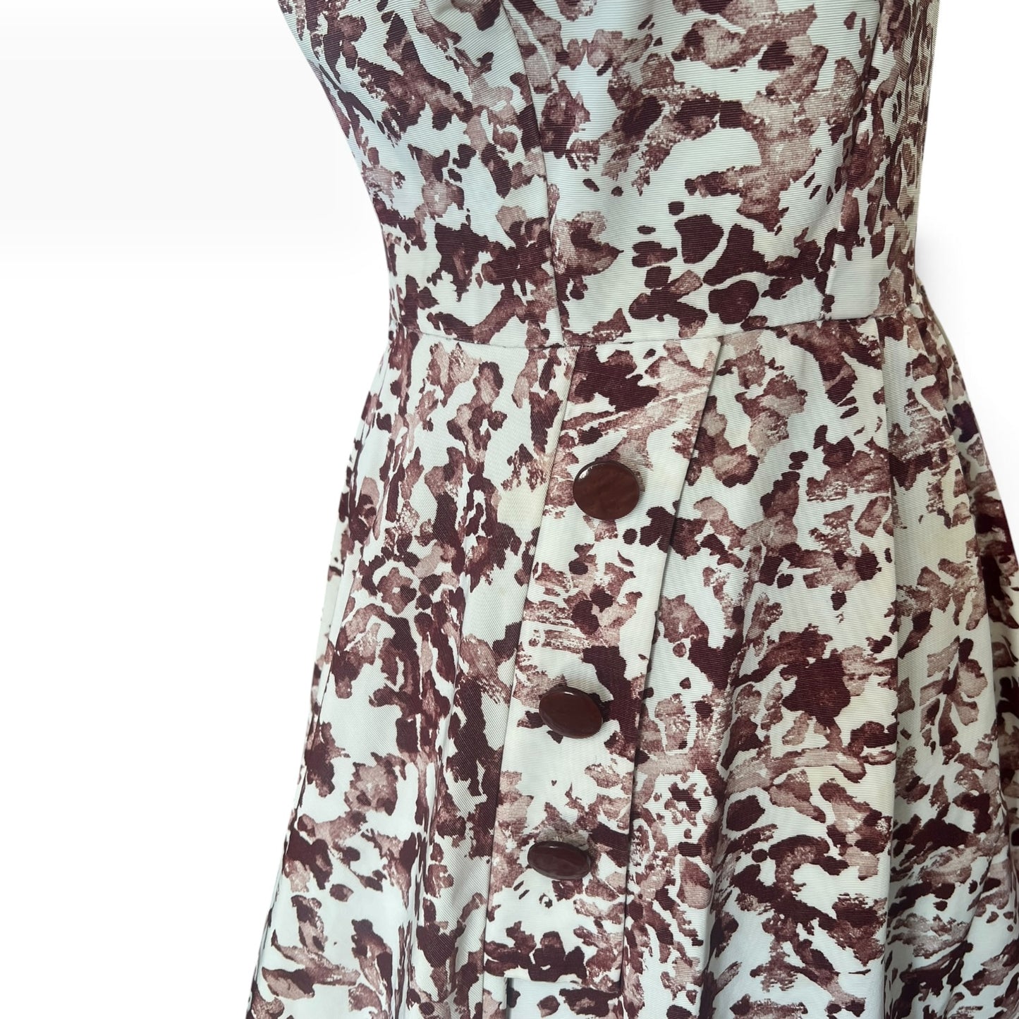 BROWN & CREAM 1950s DRESS | 6-8