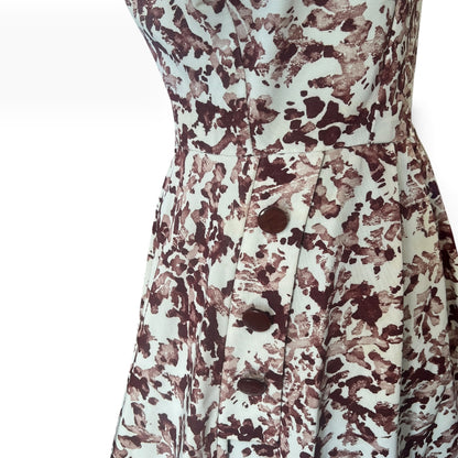 BROWN & CREAM 1950s DRESS | 6-8