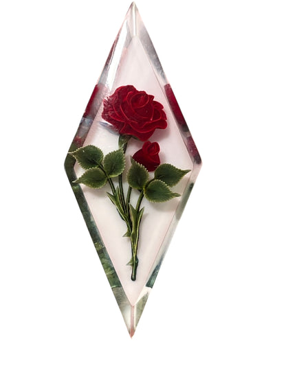 DIAMOND ROSE LUCITE BROOCH