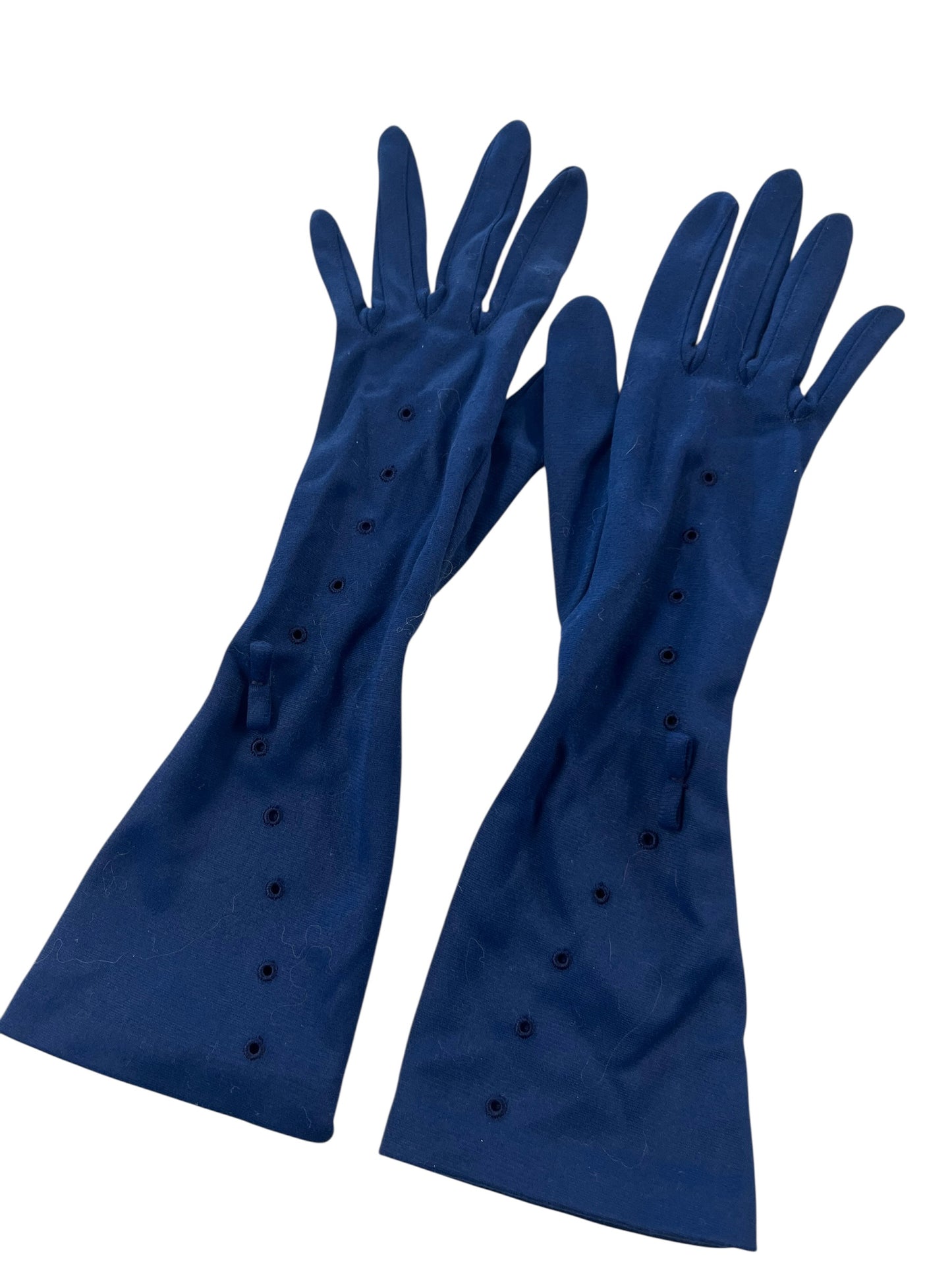 NAVY BOW LENGTH GLOVES