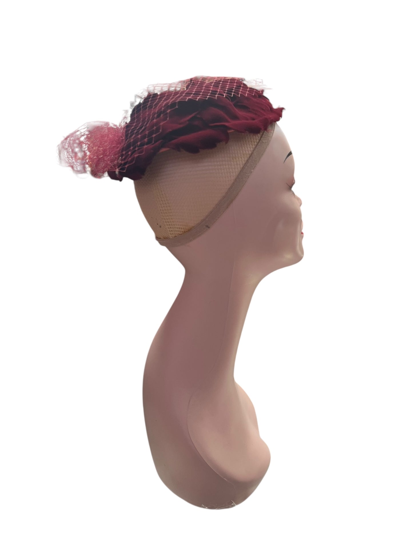 BURGUNDY VELVET HALF HAT