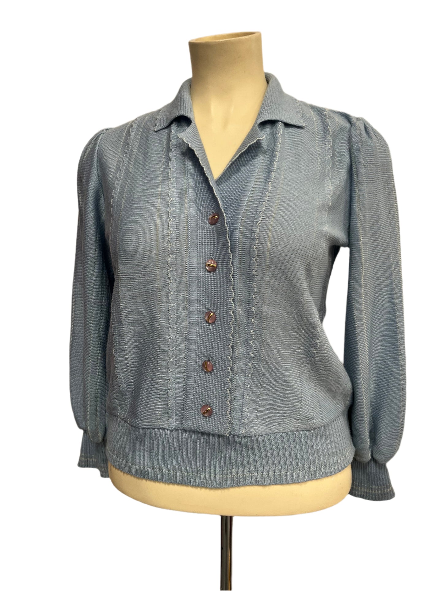 GRACIA BLUE KNIT CARDIGAN SZ 14