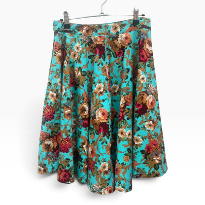LINDY BOP TEAL FLORAL SKIRT | 10
