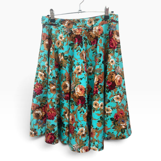 LINDY BOP TEAL FLORAL SKIRT | 10