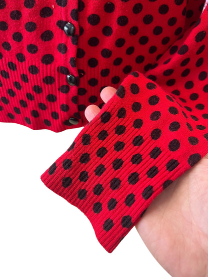 VOODOO VIXEN RED POLKADOT CARDIGAN | M