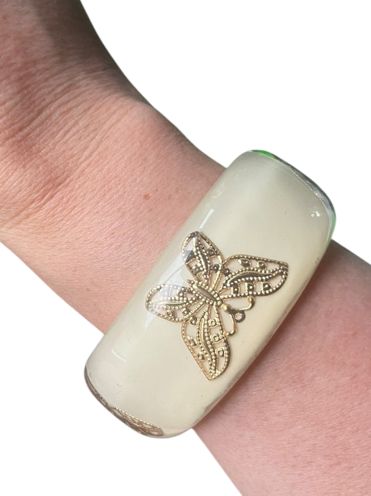 CREAM & GOLD BUTTERFLY BANGLE