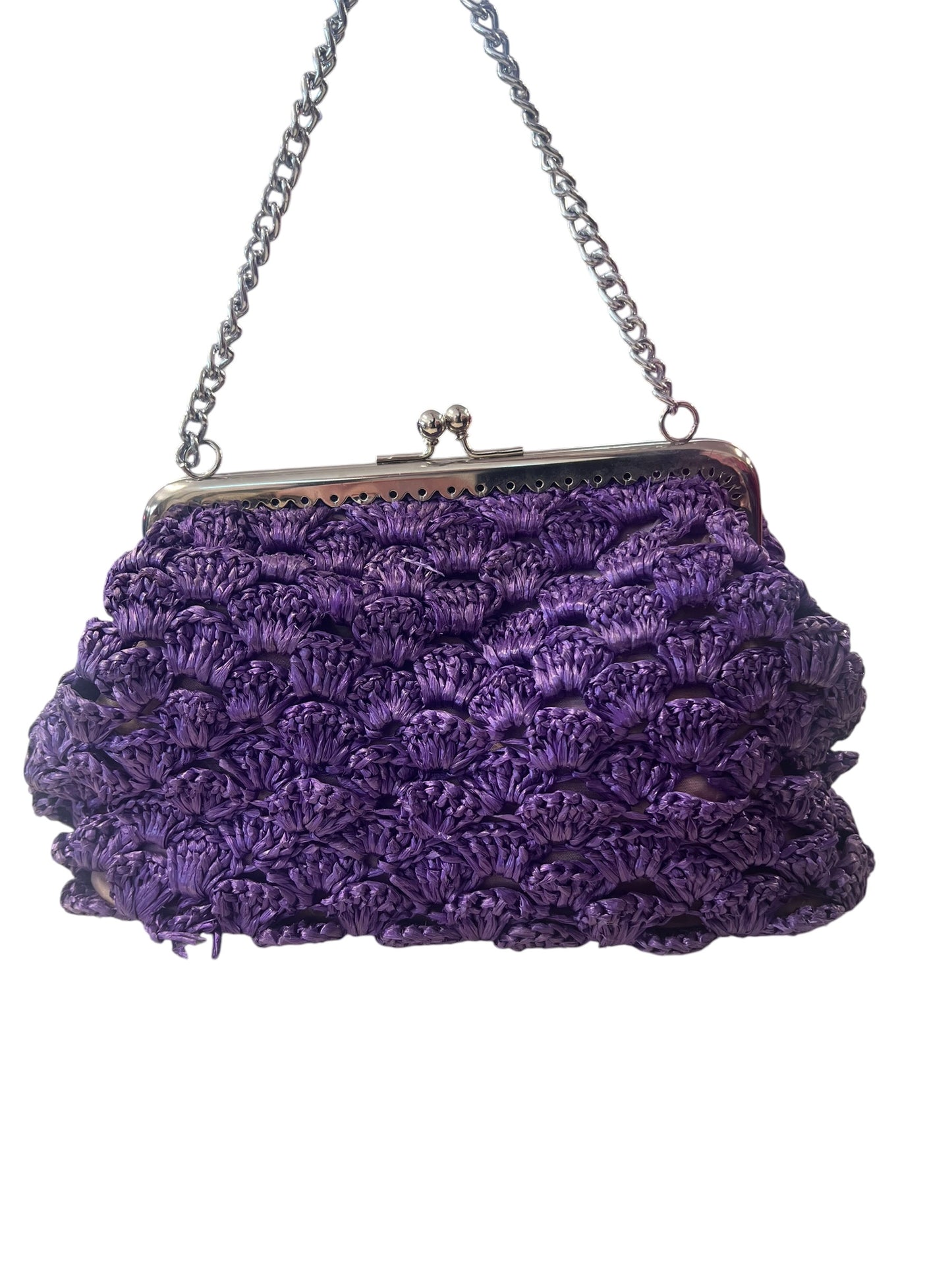 PURPLE RAFFIA HANDBAG