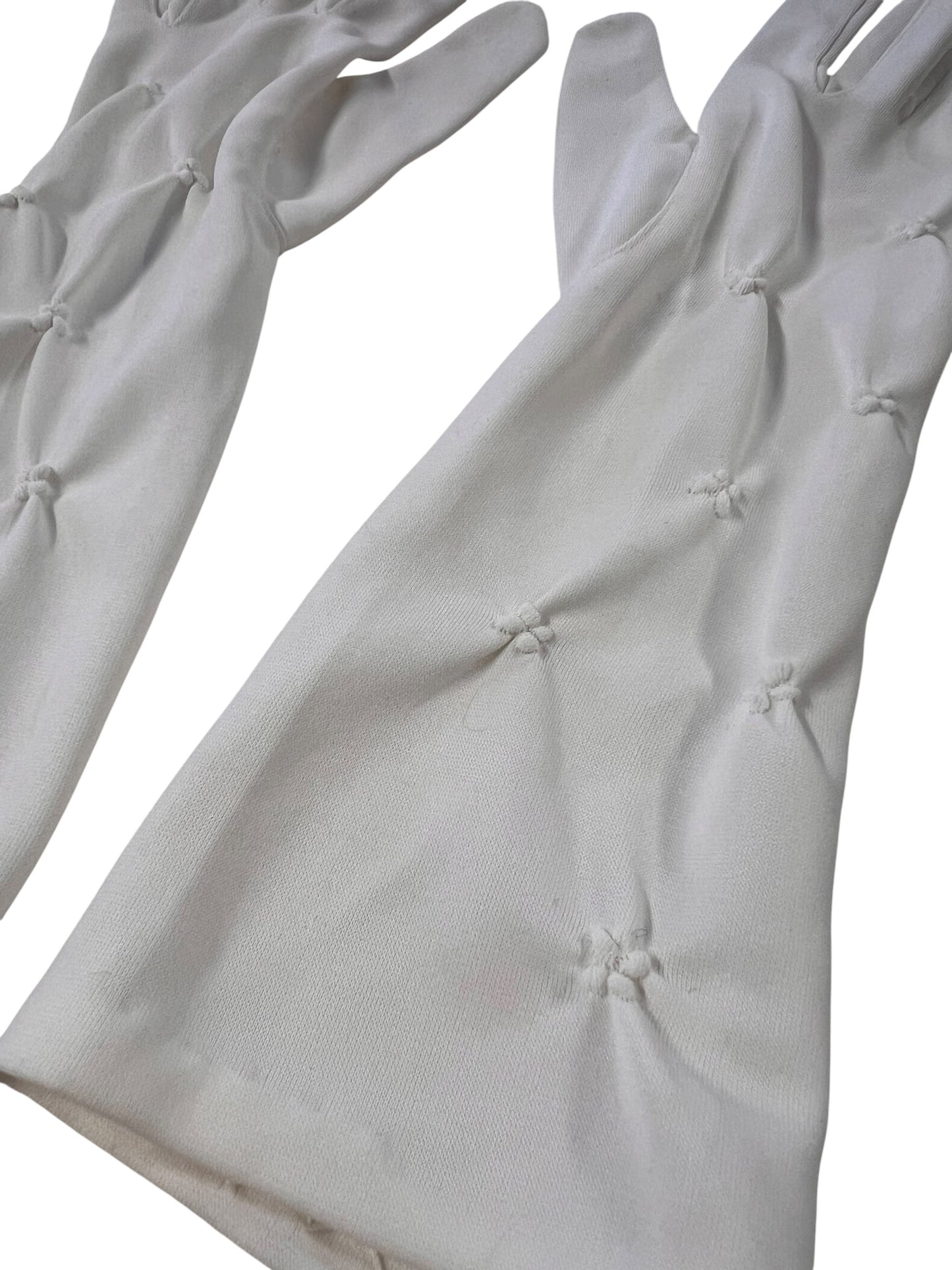 WHITE MID LENGTH GLOVES