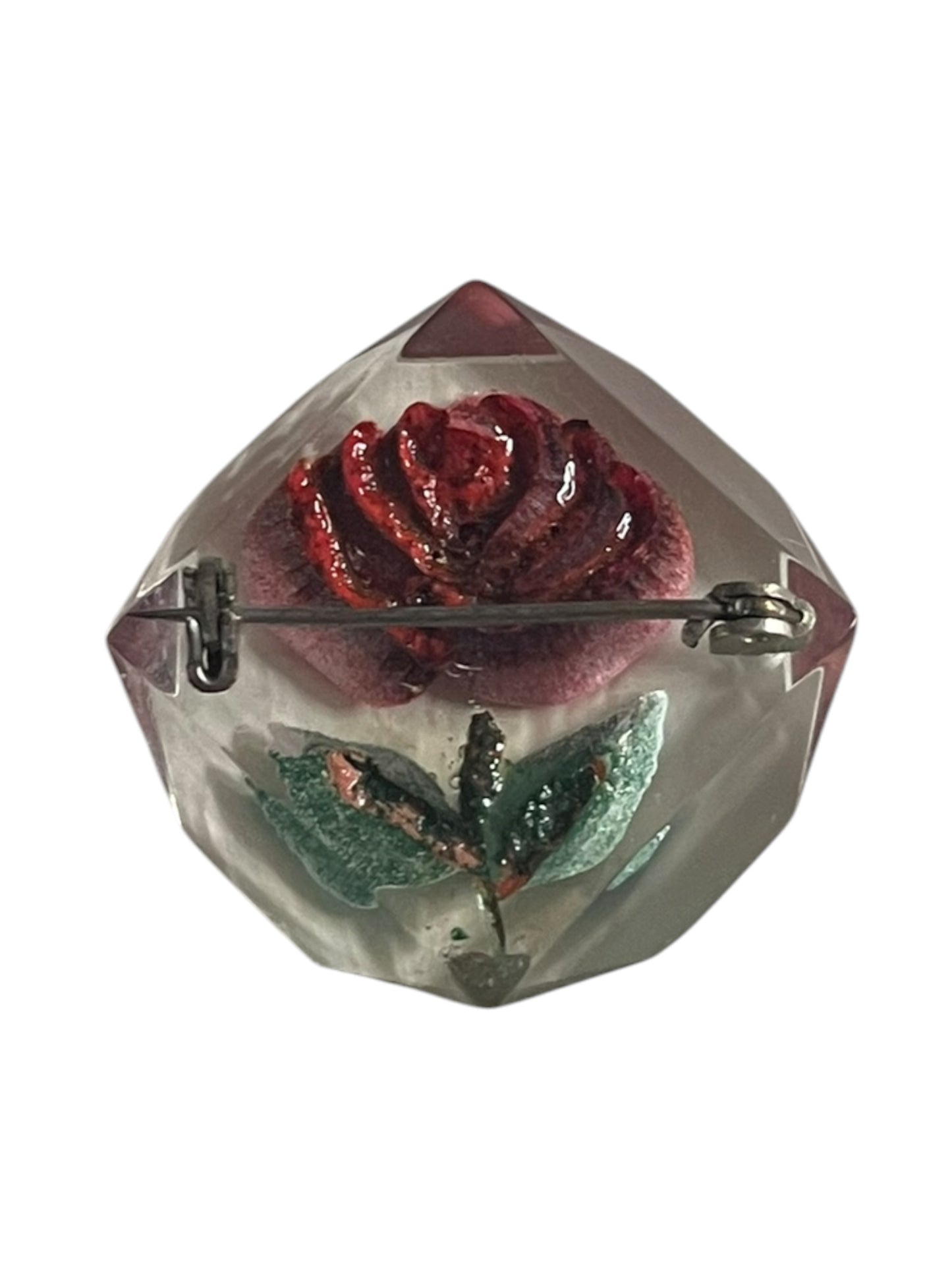 DIAMOND CUT ROSE BROOCH