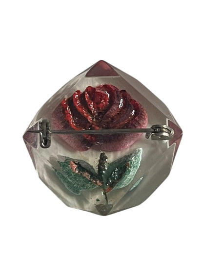 DIAMOND CUT ROSE BROOCH