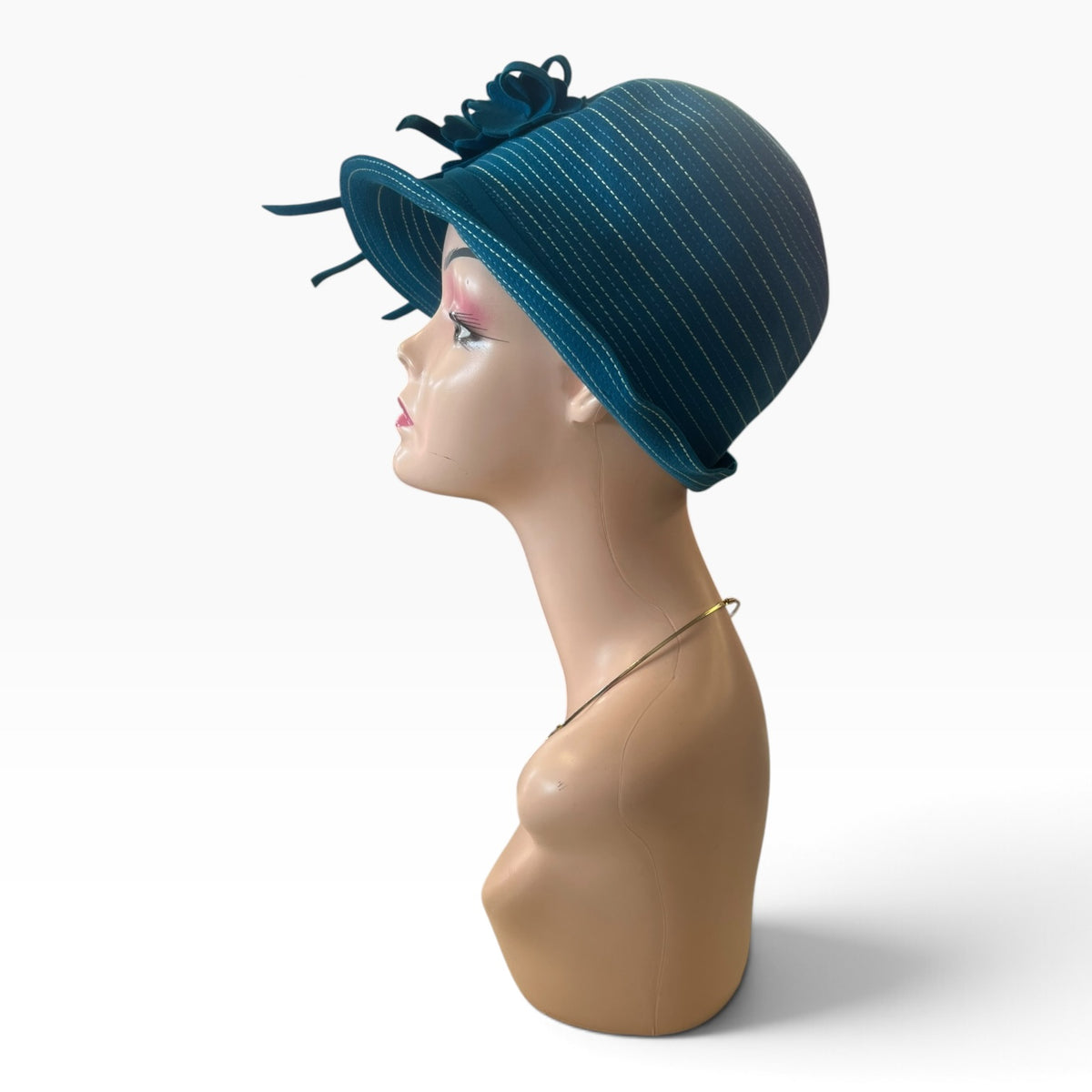 PLUMMER PEACOCK BLUE CLOCHE HAT