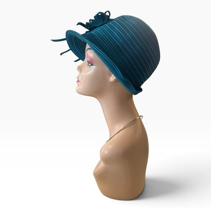 PLUMMER PEACOCK BLUE CLOCHE HAT