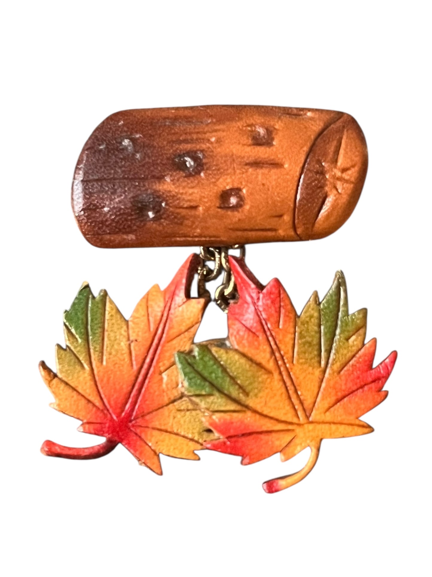 LEATHER MAPLE LEAF BROOCH