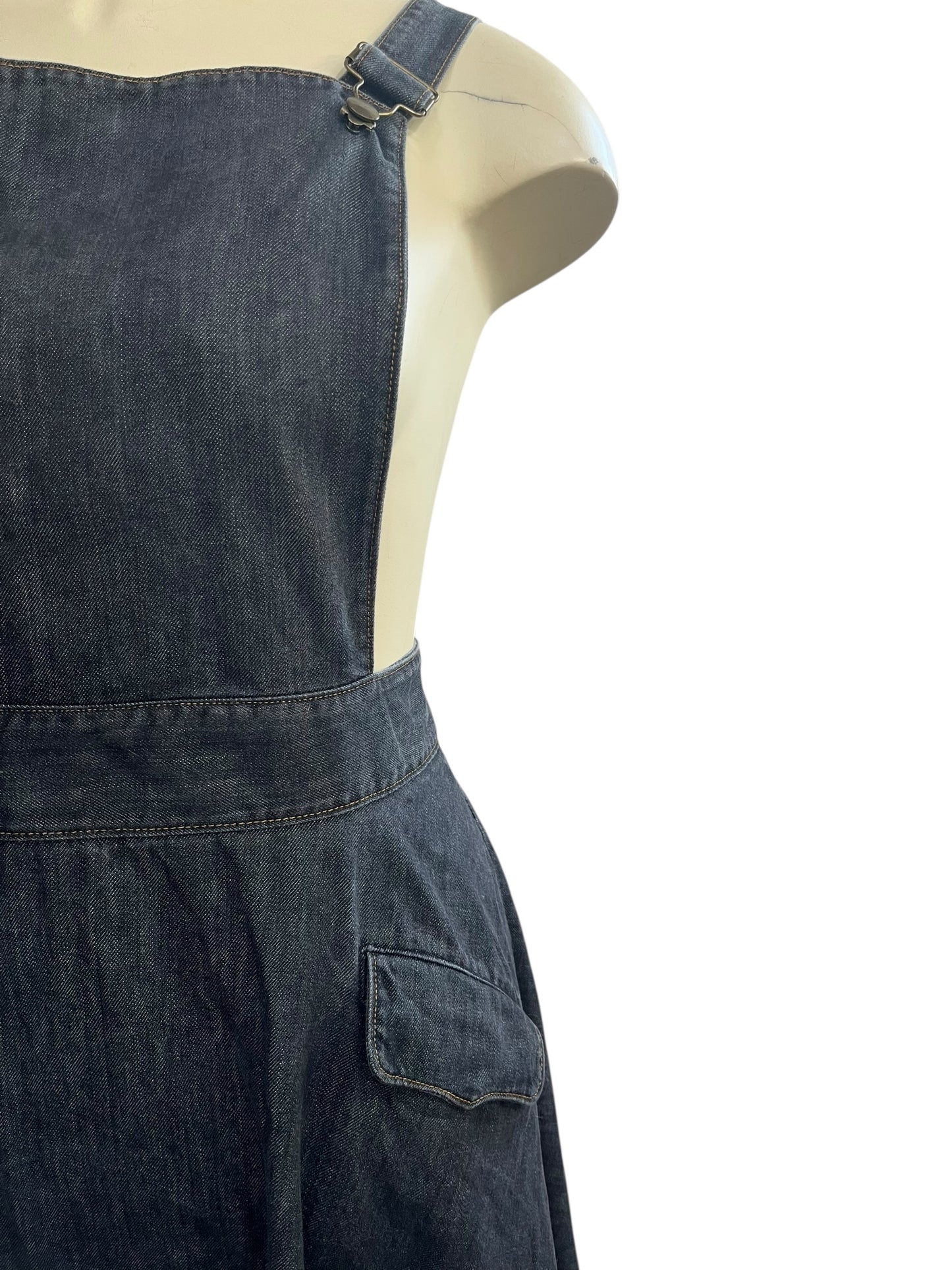 GREY DENIM PINAFORE DRESS | 2X