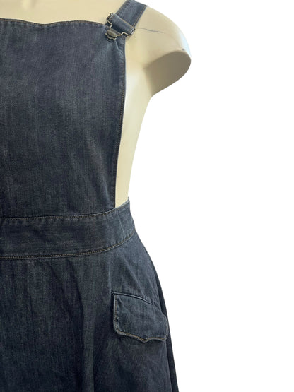 GREY DENIM PINAFORE DRESS | 2X