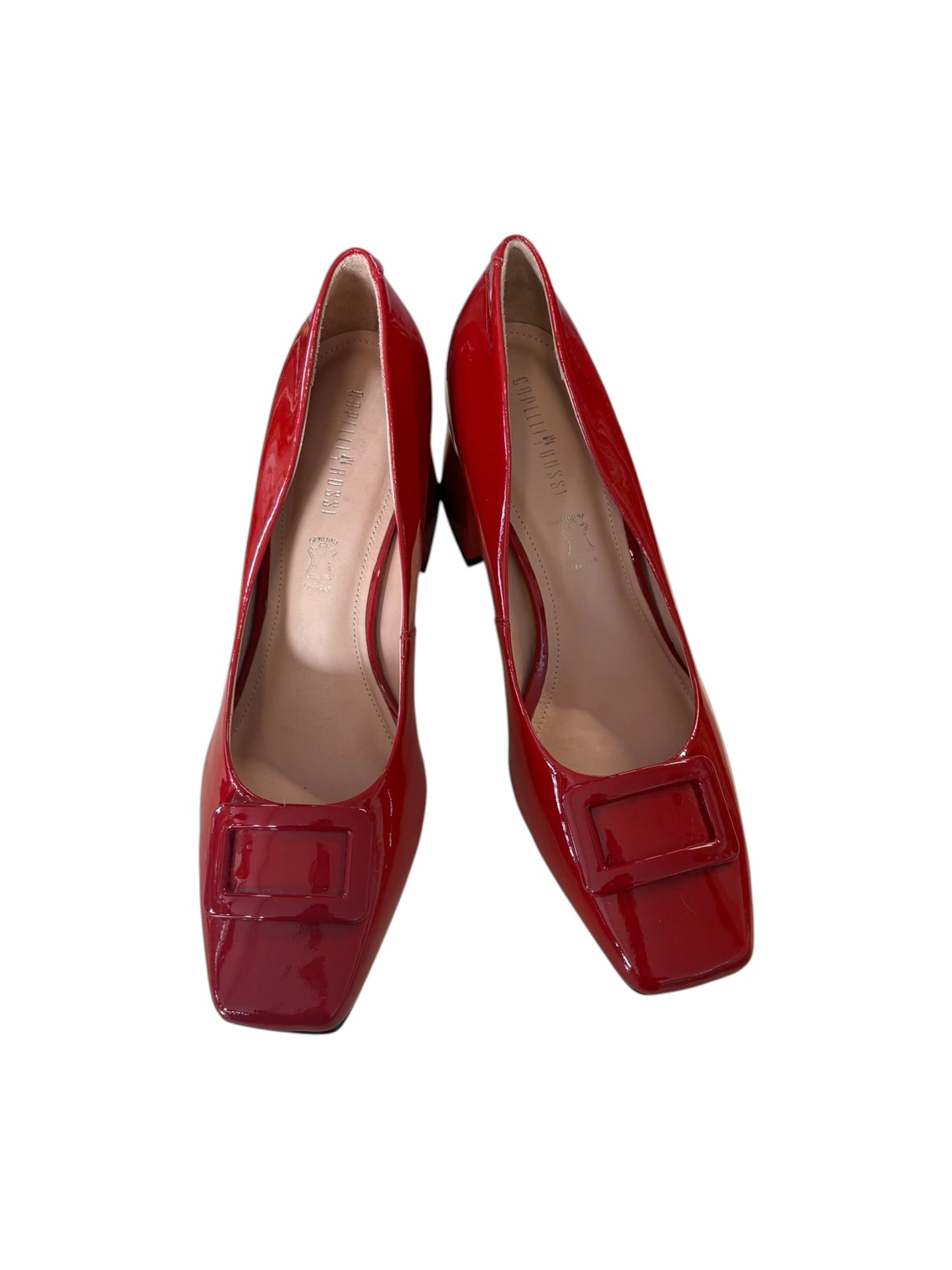 RED FLARE BLOCK HEELS | 41